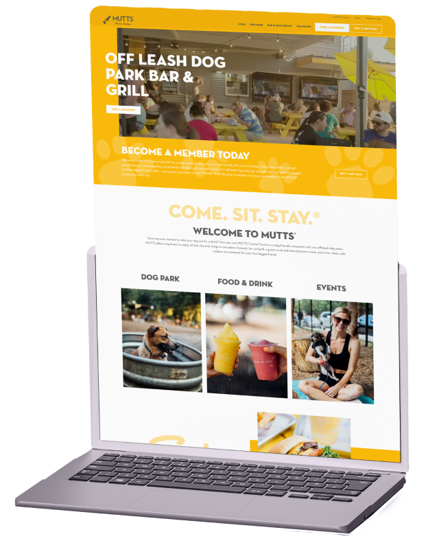 MUTTS membership and booking site on desktop